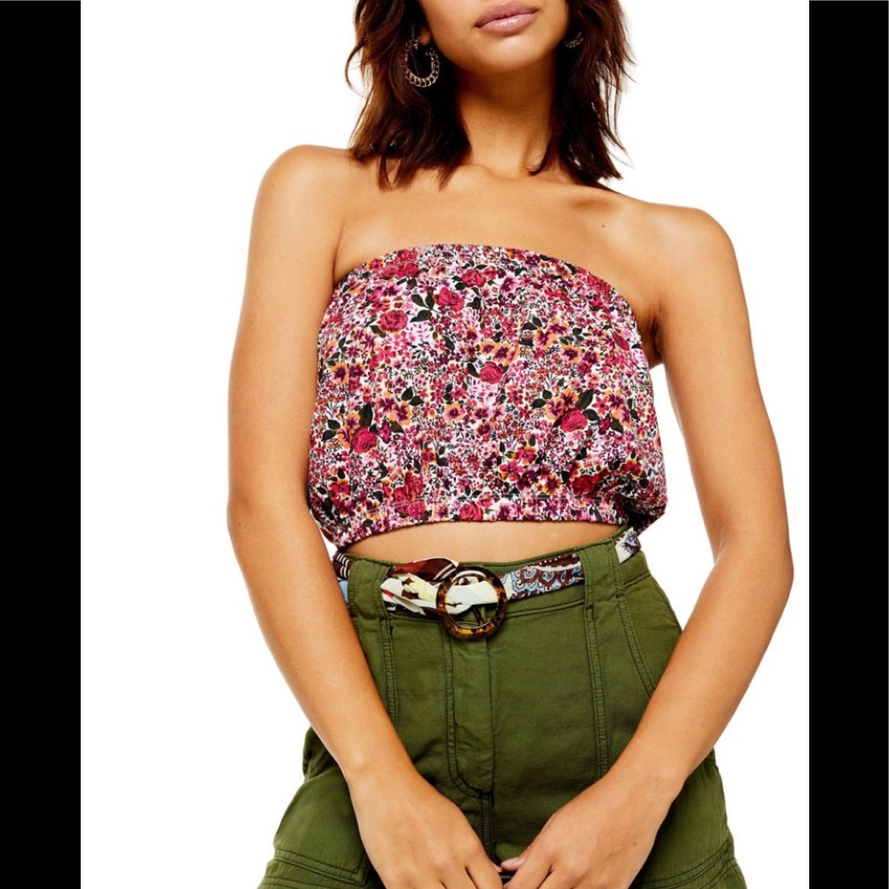Topshop Floral Strapless Crop Top🖤